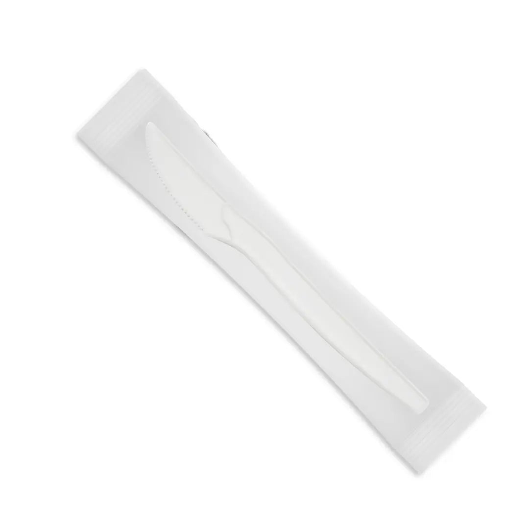 7” Individually Wrapped Compostable White Knives