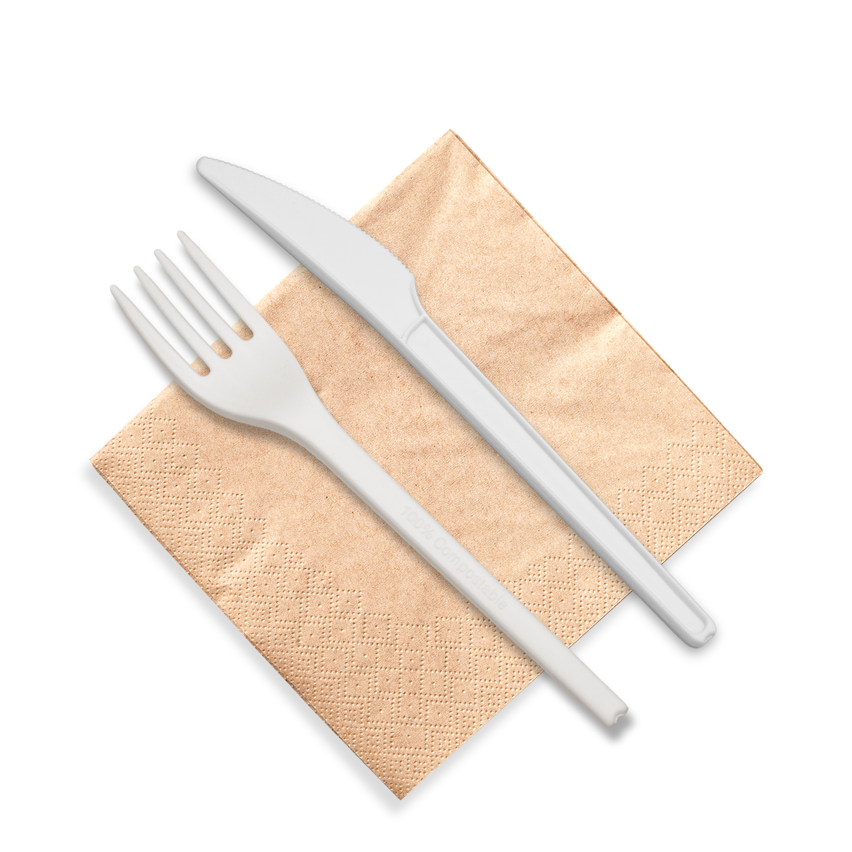 6” Cutlery Set (fork, knife and napkin) | 500 count case wecare