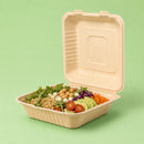 8" x 8" Compostable Clamshell Containers | Bagasse | BPI Certified | PFAS Free | 200 Count Case wecare