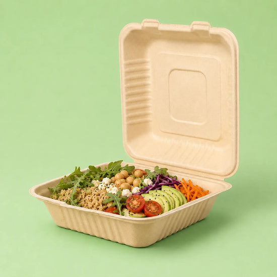 8" x 8" Compostable Clamshell Containers | 200 Count Case