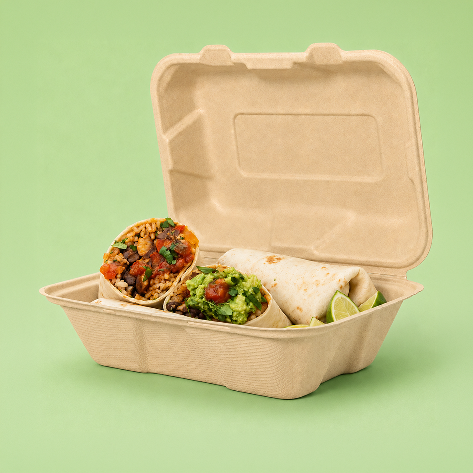 9"x 6" Compostable Clamshell Containers | 250 Count Case wecare