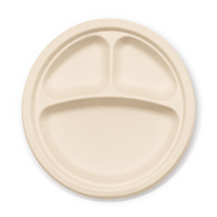 9" 3 Compartment Compostable Round Plates | 500 Count Case wecare