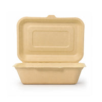 7"x 5" Compostable Clamshell Containers | Bagasse | BPI Certified | PFAS Free | 500 Count Case wecare