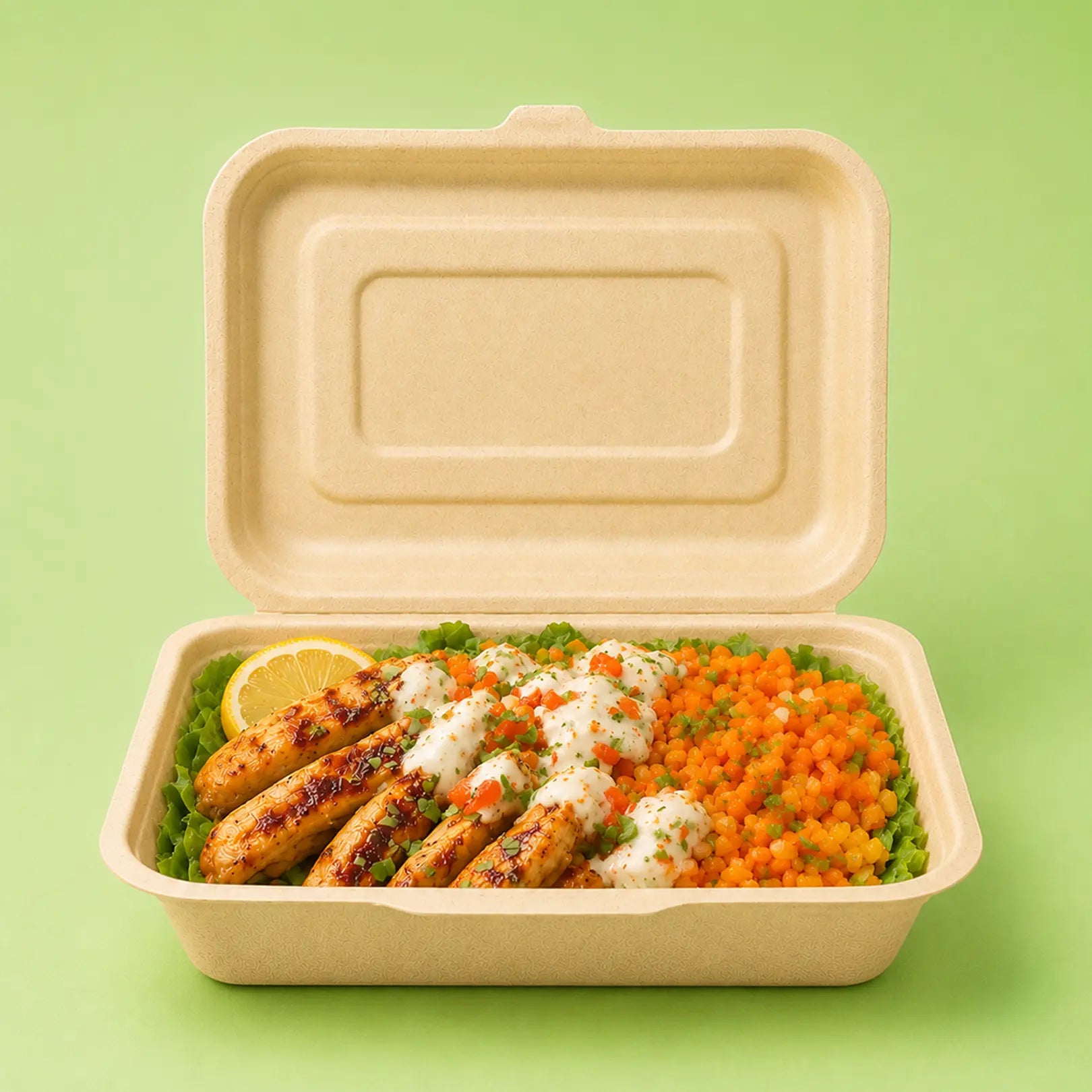 7"x 5" Compostable Clamshell Containers | Bagasse | BPI Certified | PFAS Free | 500 Count Case wecare